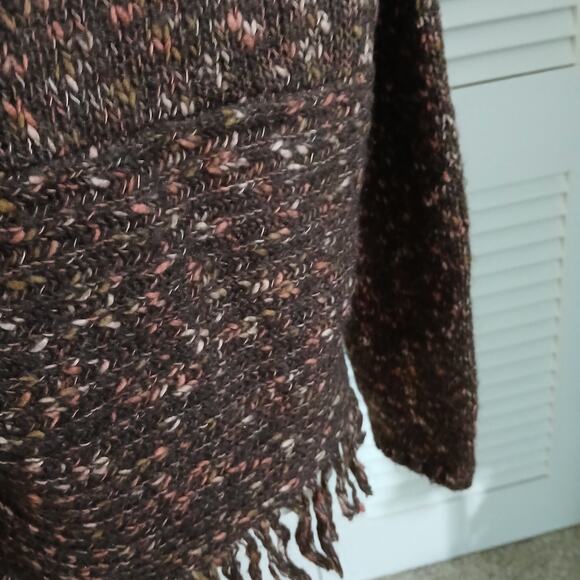 Per Una L Made in Italy Mohair/Wool plus blend Brown Speckled Cardigan Fringed - Picture 10 of 16